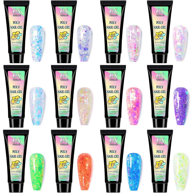 ใหม่ เจลขยาย สไตล์เพชร 12 สี ติดทนนาน เงางาม