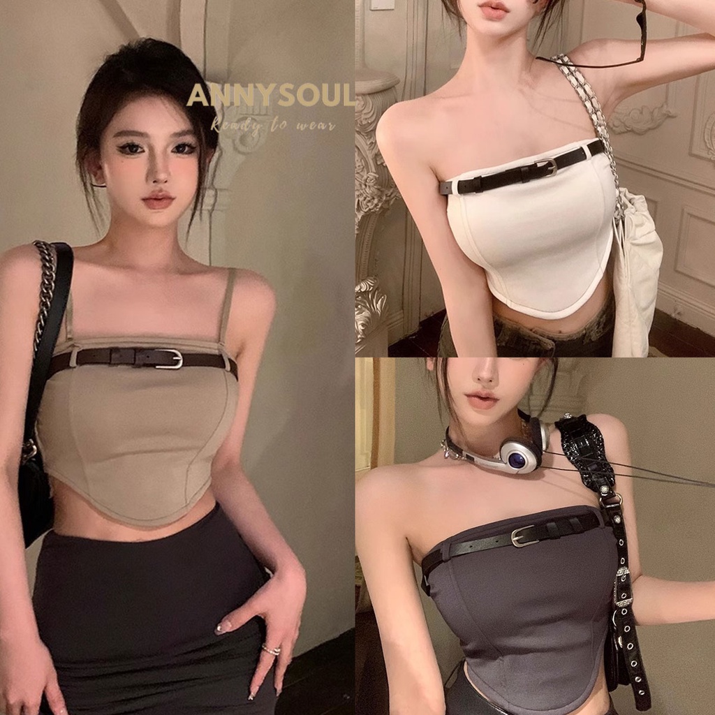 เสื้อเกาะอกสไตล์วินเทจสุดน่ารัก พร้อมส่งราคาถูกมากๆ