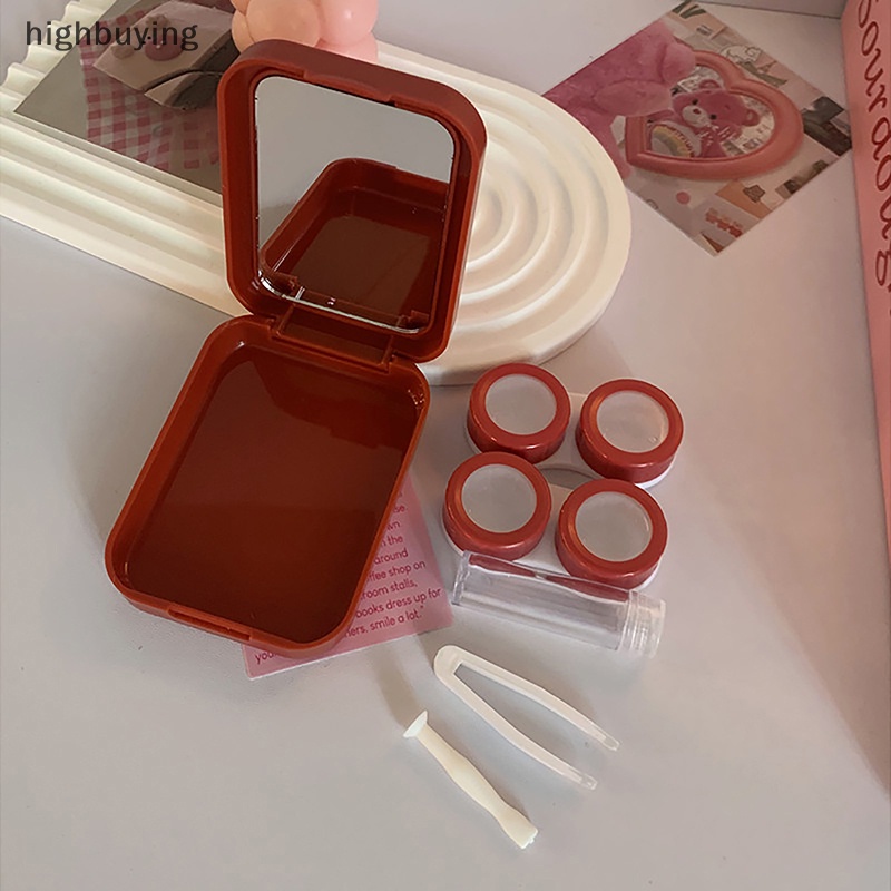 [highbuying] ชุดกล่องคอนแทคเลนส์ กระจก ขนาดเล็ก พกพาง่าย แฟชั่นสําหรับผู้หญิง พร้อมส่ง