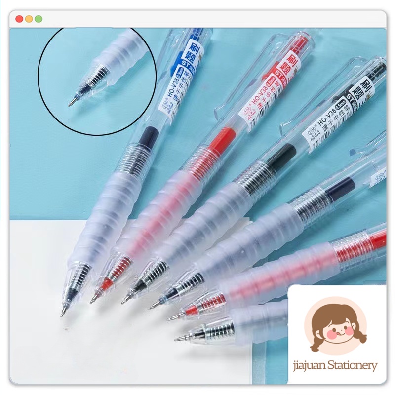 Y&X ปากกาเจลแบบกดง่าย 0.5 มม. ปลายแหลมคมชัด มีแก้มยางอ่อน ใช้สำหรับสอบ มีหมึกสีดำ น้ำเงิน และแดง