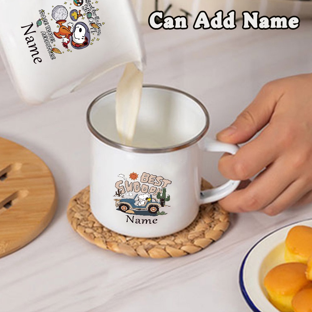 แก้วกาแฟเคลือบ ลายการ์ตูน Snoopy ของขวัญสําหรับเด็กนักเรียน