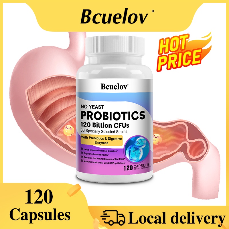 Bcuelov อาหารเสริมโปรไบโอติก เพื่อสุขภาพ ระบบย่อยอาหาร และระบบทางเดินอาหาร รองรับอาการท้องผูก ท้องเสีย และแก๊สเป็นครั้งคราว