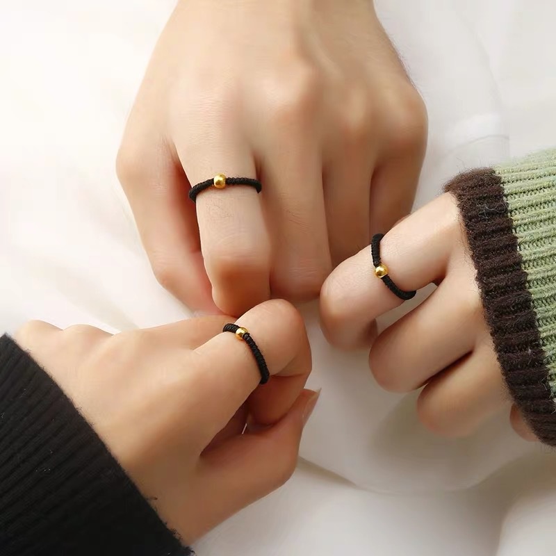 แหวนลูกปัดถัก ขนาดเล็ก สีทอง เหมาะกับคู่รัก สําหรับผู้ชาย และผู้หญิง