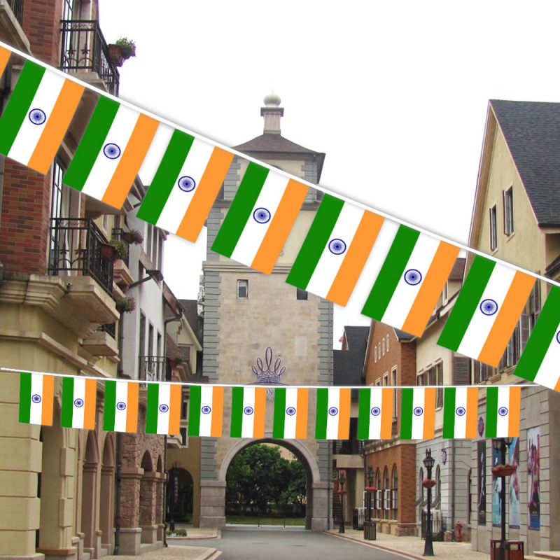 ธงแบนเนอร์ สไตล์อินเดีย สําหรับแขวนตกแต่ง India Flag Banner ธงชาติอินเดีย