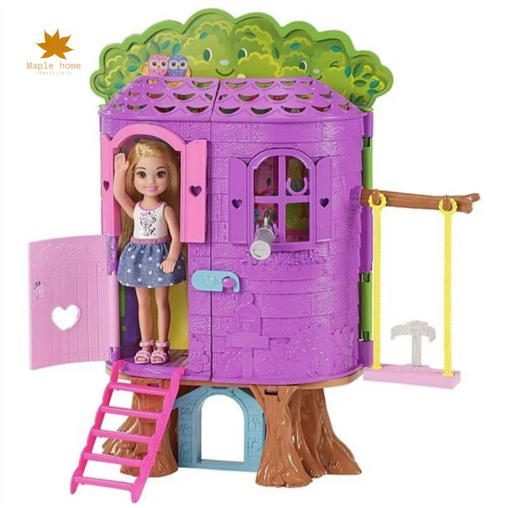 hot ♞Barbie Chelsea Treehouse บาร์บี้ ตุ๊กตาเชลล์ซี และบ้านต้นไม้ ของเล่นเด็ก