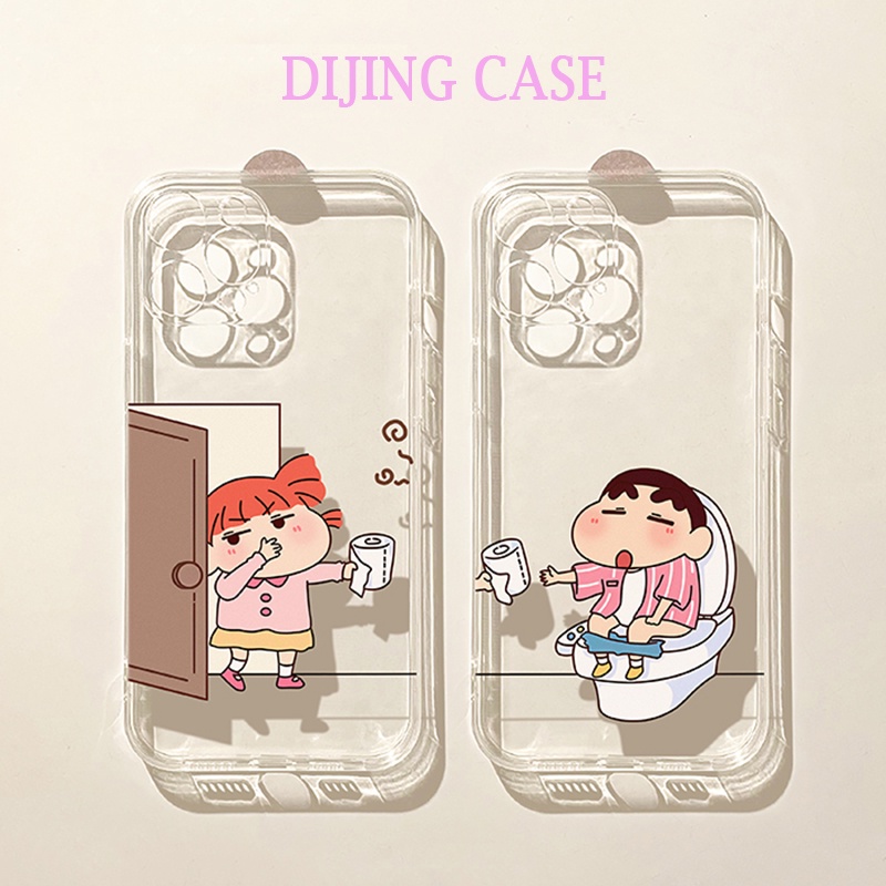 เคสโทรศัพท์มือถือแบบใส กันกระแทก ลายการ์ตูนชินจังน่ารัก สําหรับ Iphone 15 14promax 13Pro 11Pro 12mini 8plus7 6s xr xsmax