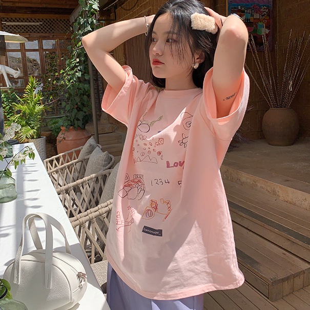 MIXD OOTD เสื้อยืดผู้หญิง ฟรีไซส์ น่ารัก สไตล์มินิมอล ผ้านิ่ม