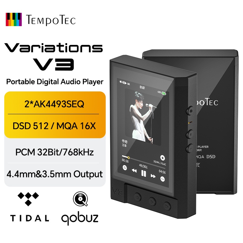 Tempotec เครื่องเล่นเพลง V3 DAP Android HIFI MP3 AK4493SEQ DAC DSD512 WIFI สองทาง BT MQA TIDAL Spoti