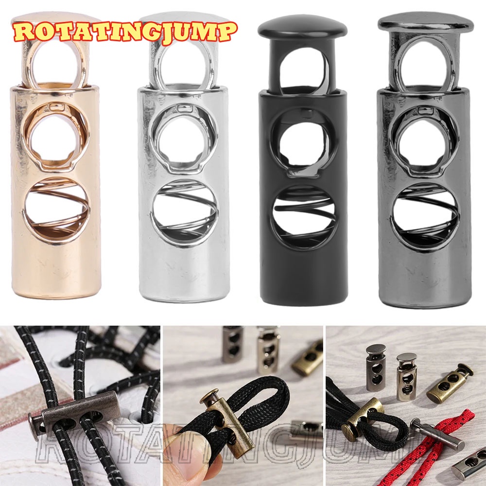 อุปกรณ์เย็บผ้า ปรับได้ - ตัวล็อคสายไฟคู่ โลหะกลม - สําหรับ DIY กระเป๋าเสื้อผ้า กระเป๋ากีฬา เชือกผูกรองเท้า - ตัวหยุดสปริง ตัวเลื่อน