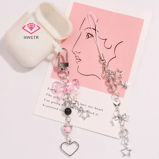 HWETR Goth Y2K โทรศัพท์ Charm Bow Heart Star พวงกุญแจจี้กระเป๋าโทรศัพท์น่ารักอุปกรณ์เสริมสําหรับสาวผู้หญิงเครื่องประดับใหม่