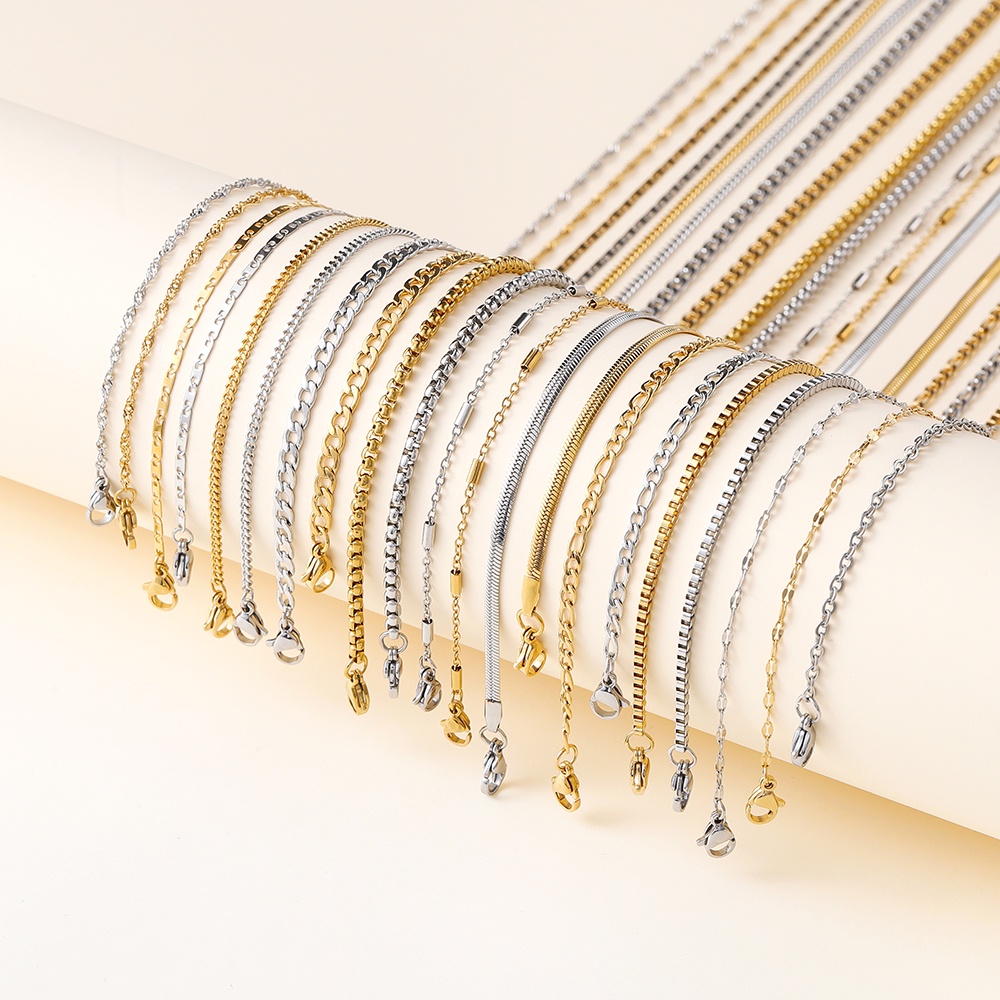 St.kunkka 45cm Gold-Plated 18K Color-Presevation Stainless Steel Vacuum Gold-Plated Necklace