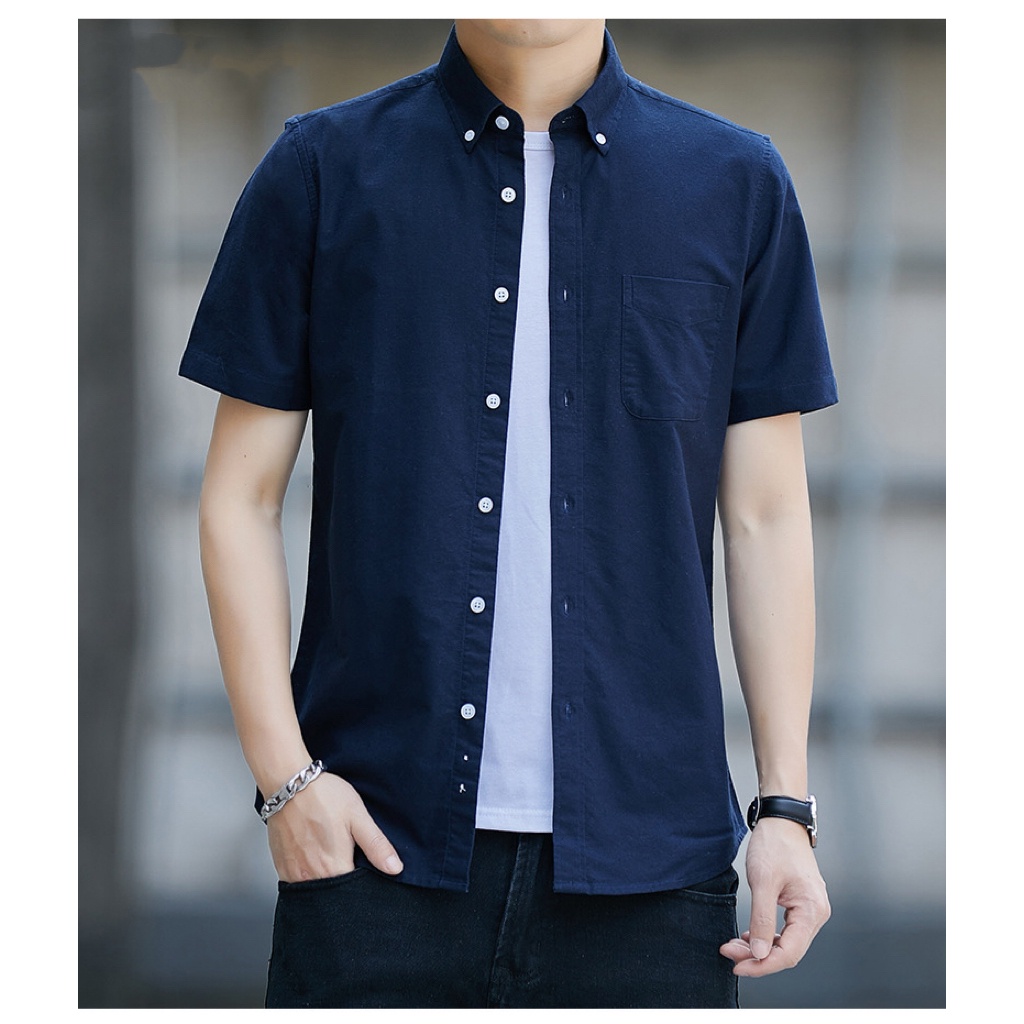 Proman 2024 เสื้อเชิ้ตแขนสั้นผู้ช ายเสื้อเชิ้ตคอคิวบาฤดูร้อน อเนกประสงค์และเข้ารูปพอดี เสื้อไหมน้ำแข็งอินเทรนด์ใหม่ yuppie