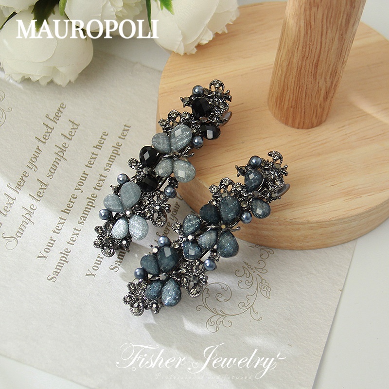 Mauropoli [ คลังสินค ้ าพร ้ อม ] เครื ่ องประดับผมเกาหลี Headdress กิ ๊ บติดผมโบว ์ Rhinestone กิ ๊ บหางม ้ าคลิปสปริงด ้ านบน