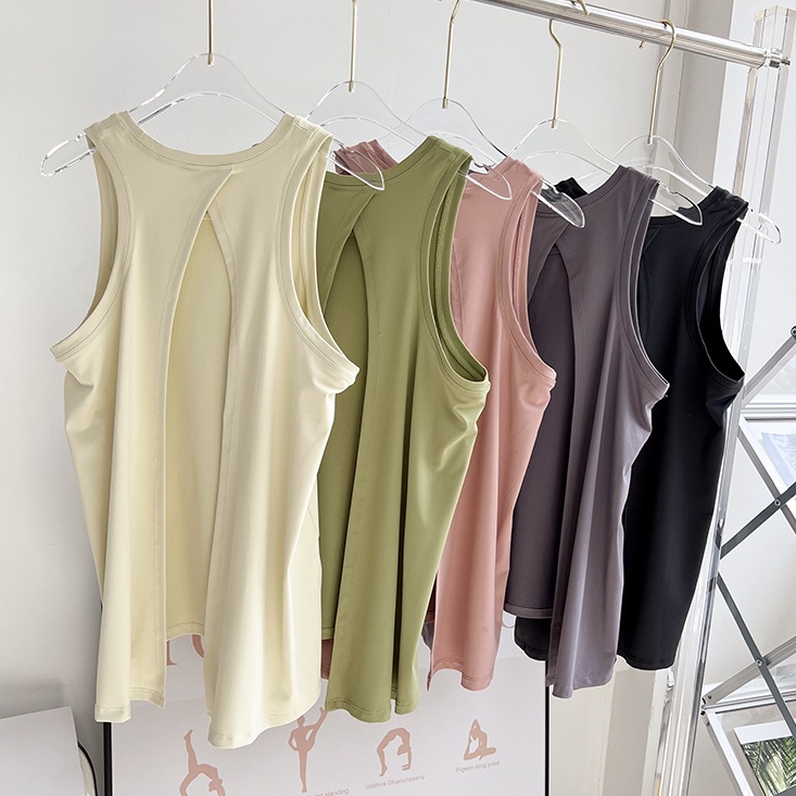 【YOGATRUTH】เสื้อกล้าม แบบผูกเชือก เซ็กซี่ สําหรับใส่เล่นกีฬา โยคะ วิ่ง ยิม สีนู้ด