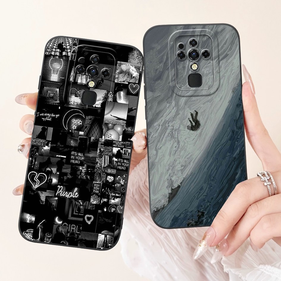 สําหรับ Tecno Camon 16 ปลอก CE7 CE7j CE9h ซิลิโคน Cool ทาสีกันกระแทก TPU กันชนอ่อนสําหรับ Tecno Camo
