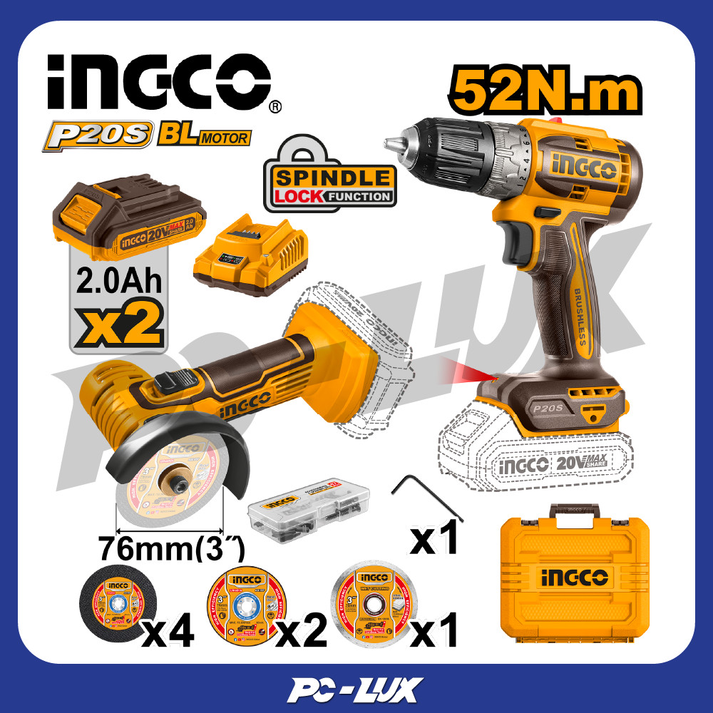 INGCO Combo Set เจียร์มินิ+สว่านไร้สาย CKLI20278