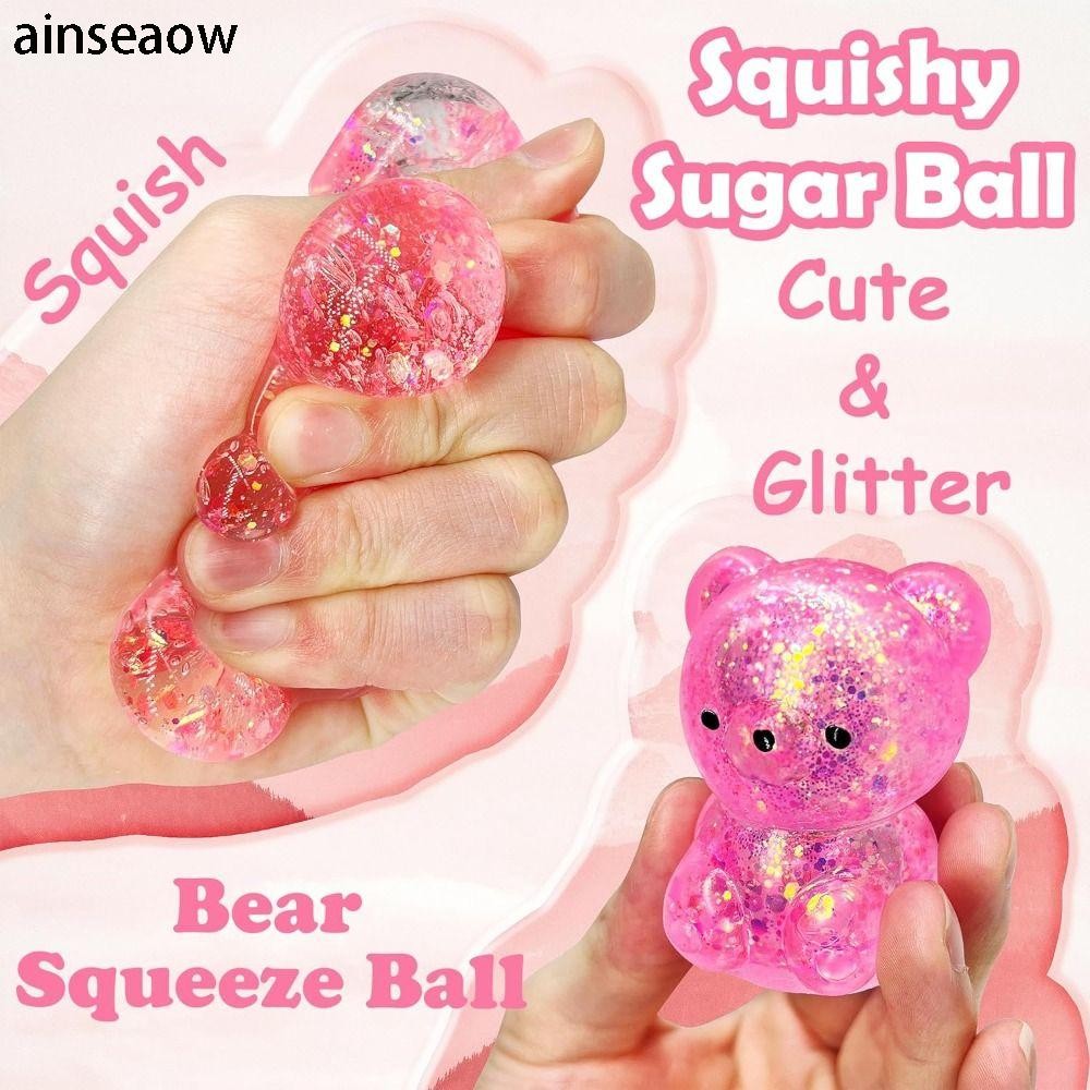 Ainseow ของเล่น ที่ประสาทสัมผัส และของเล่นตลก ๆ ของหมีนิ่มนุ่มนิ่มน่ารักสุด ๆSugar Stress Ball Sensory Toys, Funny Soft Bear Squishy Fidget Toys, Hot Cute Gummy Bear Squishy Ball สําหรับผู้ใหญ่