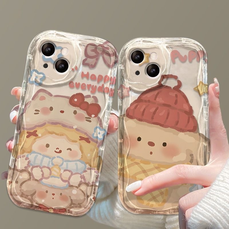 GOOD สีไล่ระดับสีผีเสื้อชมพูตัวเรือนคันธนูใช้งานร่วมกับ IPhone 16 15 11 13 12 14 Pro Max 14 7 8 PLUS 16Plus XR X XS Max
