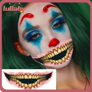 Lullaby 9/10/20 ชิ้น รอยสักหน้า ตัวตลกสยองขวัญ รอยสักชั่วคราว คอสเพลย์ ปาร์ตี้ รอยแผลเป็น รอยสักหน้าปลอม สติกเกอร์ ผู้ใหญ่ เด็ก