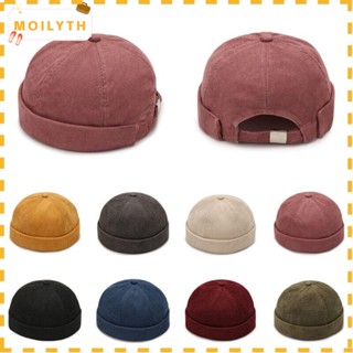 Moilyth หมวกฮิปฮอป, หมวกผ้าลูกฟูก ทรงกลม สีพื้น, หมวกผ้าฝ้าย ปรับได้ แฟชั่น หมวกกะโหลก