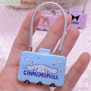 Fishstick1 กุญแจล็อคกระเป๋าเดินทาง แบบใส่รหัสผ่าน 3 หลัก ลายการ์ตูน Cinnamoroll Melody กันขโมย