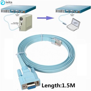 Isita สายเคเบิลคอนโซลเครือข่าย RS232 Serial LAN RJ45 ยาว 1.5 ม. สีฟ้า