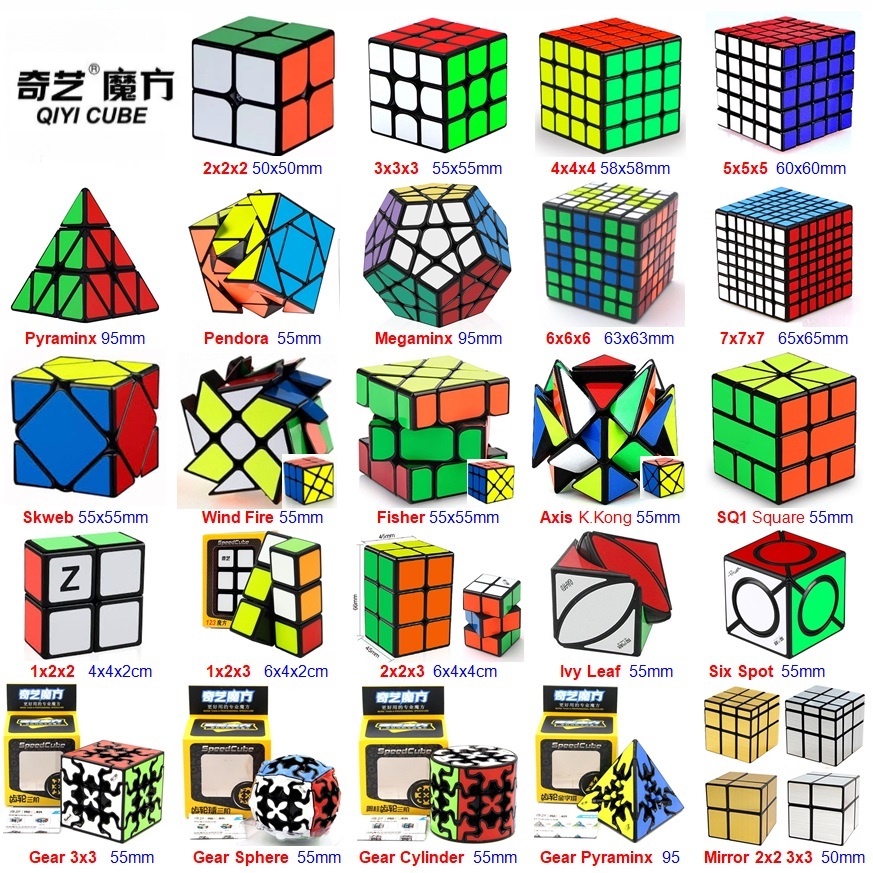 Qiyi สติกเกอร์รูบิคปริศนา 2x2 3x3 4x4 5x5 Ivy Skweb 122 123 233 Pyraminx Wind Fire Fisher Axis SQ1 I