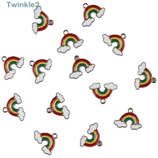 Twinkle จี้สร้อยคอ รูปก้อนเมฆ สายรุ้ง ชุบทอง 0.71*0.15 นิ้ว DIY 100 ชิ้น