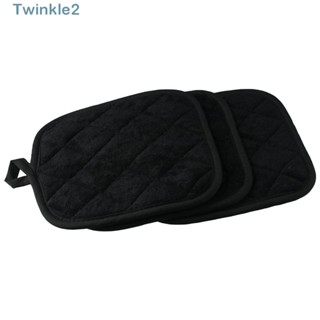 Twinkle แผ่นฉนวนกันความร้อน ผ้าฝ้ายหนา ทรงสี่เหลี่ยม สีดํา อเนกประสงค์ 6.9 นิ้ว สําหรับเตาอบ ห้องครัว 12 ชิ้น