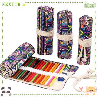 Nextth ม้วนผ้าม่าน ผ้าแคนวาส 12 24 36 48 72 รู หลากสี สําหรับจัดเก็บเครื่องเขียน ปากกา ดินสอ เครื่องสําอาง นักเรียน