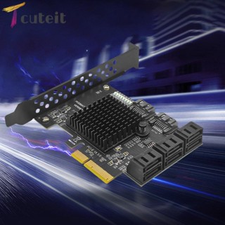 Tcuteit อะแดปเตอร์ฮาร์ดไดรฟ์ PCIE สําหรับเคสคอมพิวเตอร์ 2U SATA 3.0 GEN3 6Gbps