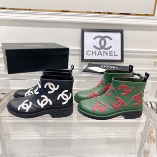 [Top Version] Chane * Chanel 23A ใหม่ รองเท้าบูทสั้น กันฝน พิมพ์ลาย สําหรับผู้หญิง