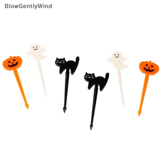 Blowgentlywind ส้อมจิ้มผลไม้ ขนมเค้ก ขนมขบเคี้ยว ลายการ์ตูนฮาโลวีน ขนาดเล็ก สําหรับเด็ก 6 ชิ้น BGW