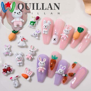 Quillan อุปกรณ์ตกแต่งเล็บ รูปกระต่าย แครอทน่ารัก สีขาว สําหรับตกแต่งเล็บ