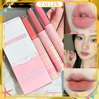 ✧Ready Stcok Cappuvini 3 ชิ้น/1 เซ็ต Double Head Lip Glaze Set Matte Lip Clay Moisturizing Lip Gloss Smooth ง่ายต่อการสี Long Lasting Lip Makeup TALLER