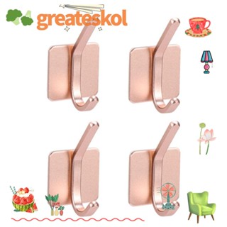 Greateskol ตะขอแขวนผ้าขนหนู อลูมิเนียม สีโรสโกลด์ กันสนิม สําหรับติดผนังห้องน้ํา ห้องครัว 4 ชิ้น