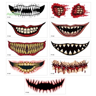 Erck&gt; สติกเกอร์รอยสัก PVC กันน้ํา ลายหน้ายิ้ม ปากใหญ่ สําหรับแต่งหน้าฮาโลวีน 1 ชิ้น