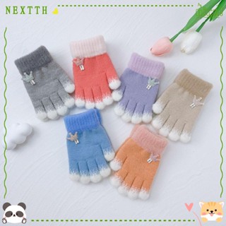 Nextth ถุงมือถักนิตติ้ง แบบหนา ไร้นิ้ว น่ารัก สําหรับเด็กผู้ชาย เด็กผู้หญิง