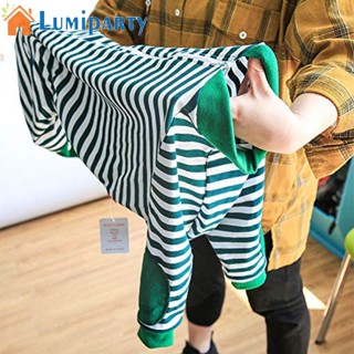 Lumiparty ชุดนอนจั๊มสูท ผ้าฝ้าย แบบนิ่ม ลายทาง ระบายอากาศ มีซิป สําหรับสุนัข