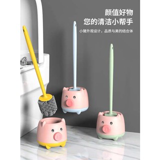 แปรงขัดห้องน้ำ แปรงขัดพื้น Wall Hung Toilet Brush Home No Dead Space การ์ตูนห้องน้ําพร้อมฐาน No Punch Toilet Brush Cleaning Set