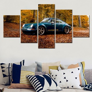 โปสเตอร์ภาพวาดผ้าใบ รูปรถยนต์ Porsche 911 BEL001 สําหรับตกแต่งผนังบ้าน ห้องนั่งเล่น 5 ชิ้น