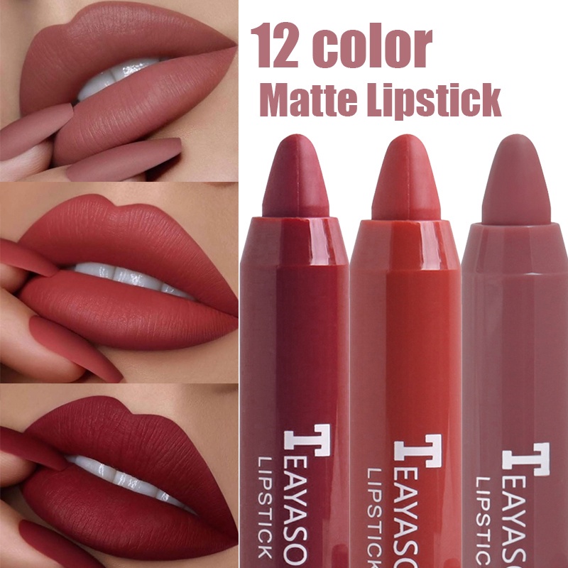 ลิปสติก เนื้อแมตต์กํามะหยี่ กันน้ํา ติดทนนาน สีน้ําตาลเบอร์กันดี สีนู้ด เซ็กซี่ เครื่องสําอางสําหรับผู้หญิง
