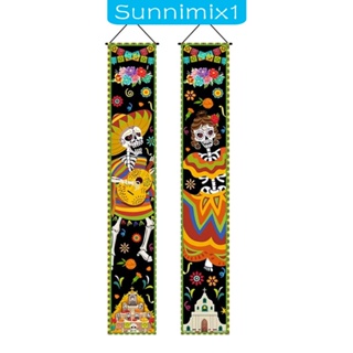 [Sunnimix1] ป้ายแบนเนอร์ รูปหัวกะโหลก ใช้ซ้ําได้ ทนทาน สําหรับแขวนตกแต่งผนังบ้านผีสิง ลานบ้าน