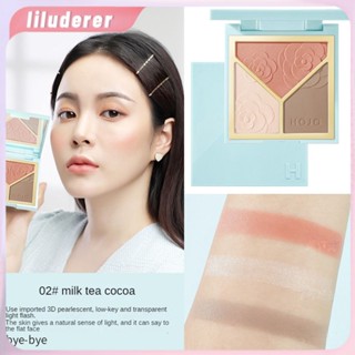 Hojo สามมิติสามมิติ High-gloss Contouring Palette Glitter Matte Shadow Brightens Facial Beauty เครื่องสำอาง HO