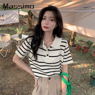 Massimo เสื้อครอป เสื้อแฟชั่นผู้หญิง สีพื้น สําหรับผู้หญิง ใส่ไปคลับ ปาร์ตี้ 2023 NEW 36Z230907