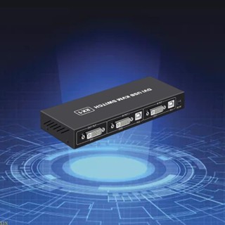 Xin สวิตช์ USB 2 In 1 Out DVI KVM Docking Station Switch Selector Printer Sharing Hub Monitor Adapter KVM Converter + Cab