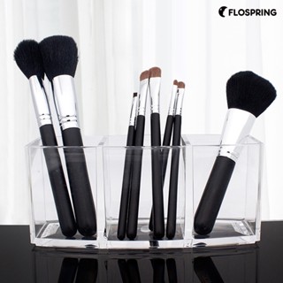 Flospring ชั้นวางแปรงแต่งหน้า แบบอะคริลิคใส 3 ช่อง สําหรับจัดระเบียบหวีคิ้ว ปากกา