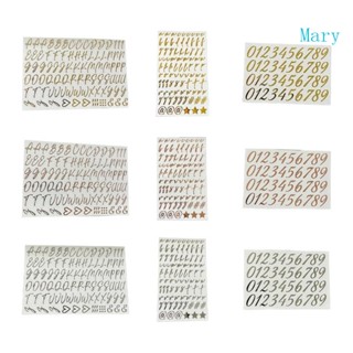 Mary สติกเกอร์ตัวอักษร ตัวเลข กลิตเตอร์ สีทอง 1 5 ซม. สําหรับตกแต่งสมุดภาพ บ้าน