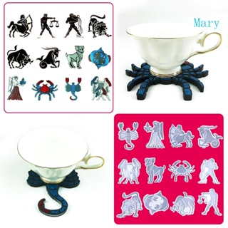 Mary แม่พิมพ์ที่รองแก้วเรซิ่น อีพ็อกซี่ รูปจักรราศี 3D 12 ราศี สําหรับงานฝีมือ DIY