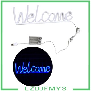 [Lzdjfmy3] ป้ายไฟนีออน Welcome ของขวัญวันเกิด สําหรับตกแต่งหน้าต่าง งานแต่งงาน บาร์กาแฟ